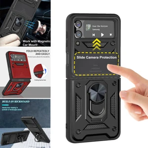For Samsung Galaxy Z Flip 3/4 5G Case Rugged Shockproof Slide Camera Cover Stand - Picture 1 of 18
