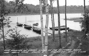 Postkarte WI: RPPC Bootslandung, Steve's Lodge, Chippewa River, Hayward Wisconsin - Bild 1 von 2