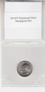 2019-P Roosevelt Dime desalineado troquelado centro anverso error variedad UNC - Imagen 1 de 2