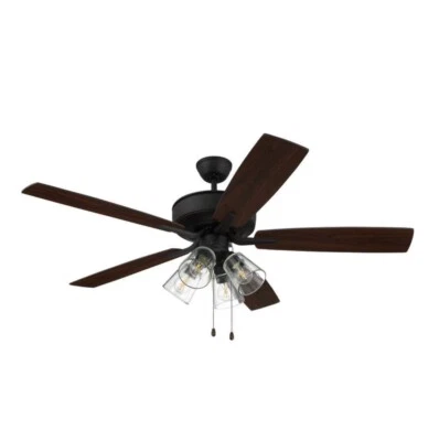 Craftmade 52" Pro Plus 104 Expresso Walnut Blades Indoor Fan Glass Led Light Kit - Image 1 of 4