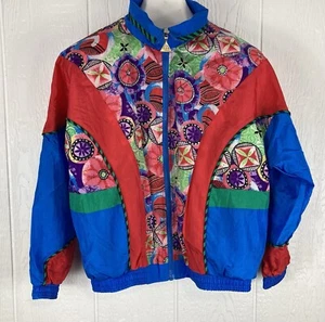 Chaqueta cortavientos informal Isle de colección brillante colorida años 80 90 nailon pequeña nueva con etiquetas - Imagen 1 de 12