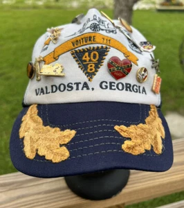 VINTAGE BOY SCOUT HAT WITH LOT OF PINS 1983 Valdosta Georgia South Rebel Dixie - Picture 1 of 10