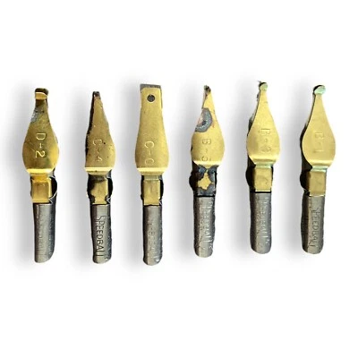 Lote de 6 puntas para pluma estilográfica Speedball Ross F George Hunt MFG Co B1 B3 B5 C0 C4 D2 Foto 1 de 4