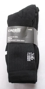 Capelli Unisex Adults Basics CS-Cool Lightweight Crew Socks ZG3 Black Size XL - Picture 1 of 3
