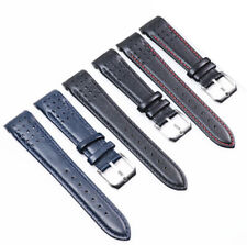 21mm Watch Band Curved End For Seiko Genuine Leather Chronograph Strap Sportura