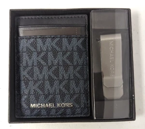 Nuevo estuche para tarjetas Michael Kors con clip para dinero en caja azul almirante - Imagen 1 de 4