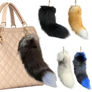 Fluffy Real Fur Tail Keychain Tassel Bag Cosplay Toy Handbag Accessory Hook - Imagen 1 de 26