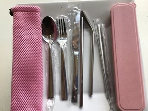 Reusable Personal Silverware for Camping , Travel - 9 Pcs Flatware Utensil Set - Picture 1 of 4