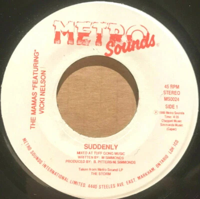 METRO SOUNDS 7" Single MS-0024: The Mamas Vicki Nelson, Suddenly, 45rpm 1989 CAN - Image 1 of 4