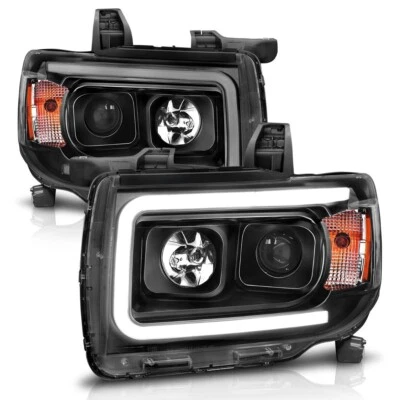 Set of Pair Black Projector Headlights w/ LED Bar for 2015-2019 GMC Canyon - Image 1 of 4
