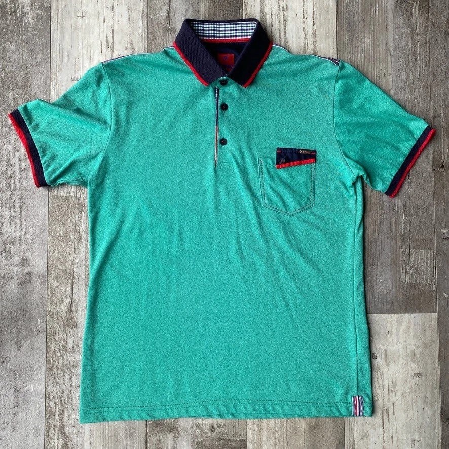 Mondo Mens Polo Shirt Size XL Green Trim Cotton Polyester Casual Made In Turkey - Image 1 of 4