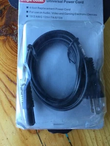 Uninex 4 Foot Single Outlet Power Cord for Audio/Video/Gaming Electronic Devic - Picture 1 of 6
