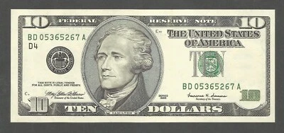 United States of America 10 Dollars 1999; UNC; F-2033D; Hamilton; Cleveland - Image 1 of 2