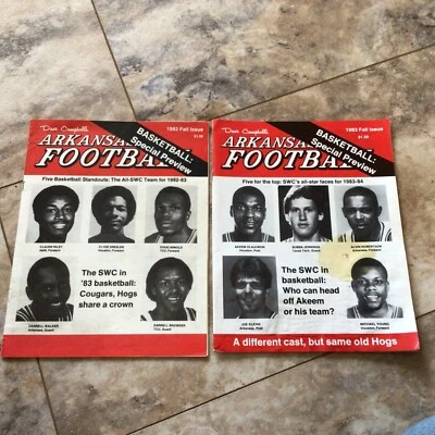 Lote de baloncesto de fútbol americano RAZORBACK Dave Campbell's Arkansas Clyde Drexler 1982 Foto 1 de 4