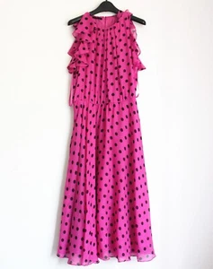 New AUTH Carolina Herrera Printed Silk Chiffon Dress with Ruffles, Size S - Picture 1 of 12