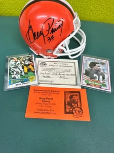 Greg Pruitt Cleveland Browns Purdue Autograph cert signed mini football helmet - Picture 1 of 6