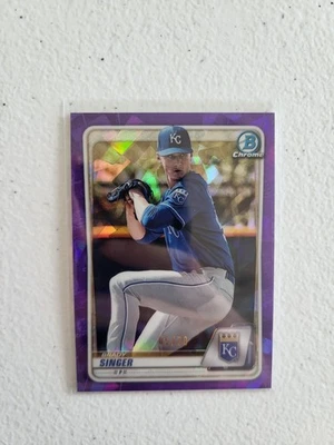 2020 Bowman Sapphire Brady Singer Chrome Purple Refractor #05/20 Royals - Image 1 of 2