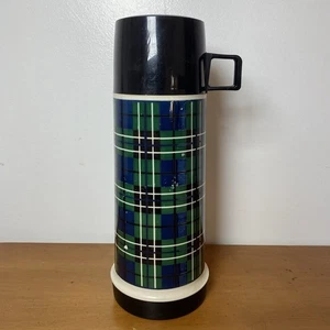Termo Revival Frasco Inoxidable Verde Azul Tartán Cuadros Aislado Aspiradora con Taza - Imagen 1 de 12