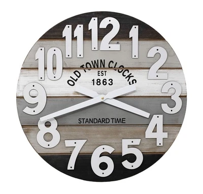 Reloj de Pared 30" Madera Multicolor Marítimo Costero Playa Gran Número (Gris,... Foto 1 de 4