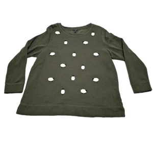 Sudadera Talbots Talla Grande 1X Verde Oliva Bordada Oveja Tejedores Algodón - Imagen 1 de 15