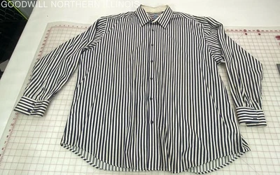 Рубашка мужская Robert Graham белая и синяя в полоску на пуговицах 4XL - Изображение 1 из 4