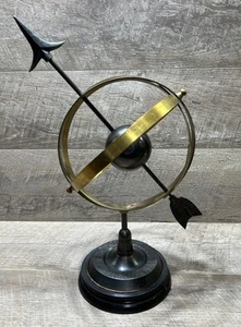 Vintage Metal 13” Armillary Sphere Arrow Nautical Maritime Astrolabe Globe India - Picture 1 of 12