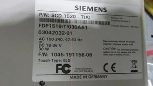 SIEMENS SCD 1520-T(A) 15'' TOUCH SCREEN HMI 100-240Vac/18-36Vdc - Picture 1 of 3