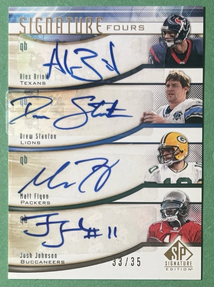 2009 SP Signature Fours Auto Alex Brink Drew Stanton Matt Flynn Josh Johnson /35 - Image 1 of 1