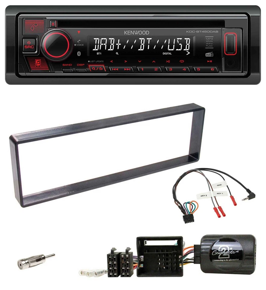 Kenwood Lenkrad CD USB Bluetooth DAB Autoradio für Citroen C4 2004-2010 schwarz - Bild 1 von 4