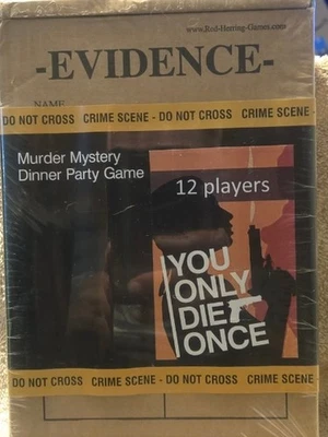 YOU ONLY DIE ONCE-MURDER MYSTERY DINNER PARTY GAME  12 PLAYERS RED HERRING GAMES - Image 1 of 4