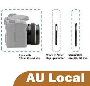 52-58 52mm to 58mm Metal Step Up Step-Up Ring for Filter Lens Stepping Macro OZ - Picture 1 of 4