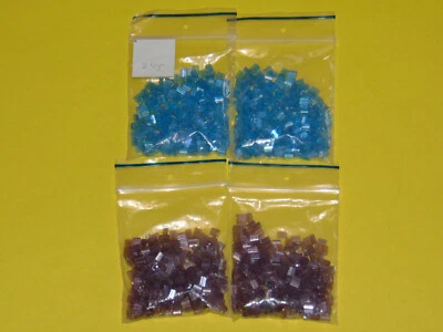 Czech Glass Flat Rectangle Beads 5mm Blue & Purple Lot of 4 Packs NOS - Image 1 of 4
