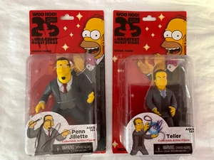Penn & Teller Autographed NECA Simpsons 25 Anniversary Action Figures Brand New - Picture 1 of 6