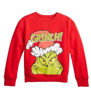 The Grinch Sweatshirt Shirt Boys Christmas Holiday Sz 4-12 Kids Holiday NWT NEW - Picture 1 of 2