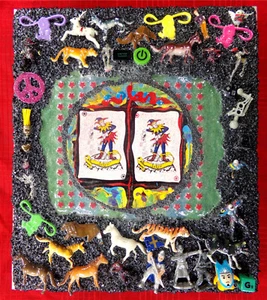 TWIN JOKER TOYBOX: 1/1 Original Art Found Items Odd Toys Cards 3-D Glenn Shiring - Picture 1 of 6