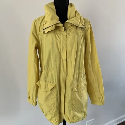 Chaqueta cortavientos Eileen Fisher para mujer M Anorak chaqueta de lluvia amarilla cuello alto Foto 1 de 4