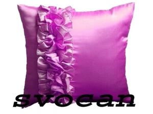 2 PC Stylish 14x14 Frill Satin Light Purple Cushion Cover Free Shipping - Picture 1 of 4