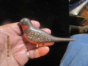 Arte popular primitivo tallado a mano pájaro cantor policromado pintado antiguo vintage - Imagen 1 de 11