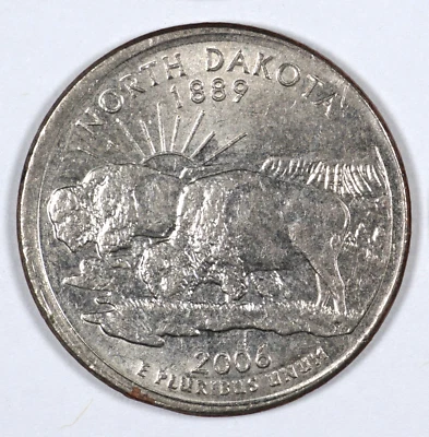 2006 25c North Dakota Off Center Partial Collar Quarter Mint Error Coin E192 - Image 1 of 2