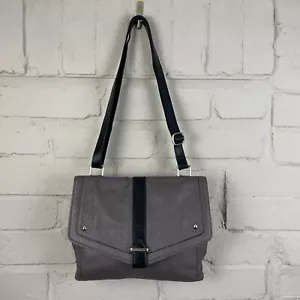 Marks & Spencer Grey Leather Handbag Side Shoulder Bag Medium Magnet Close - Picture 1 of 10