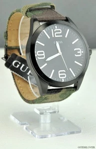 NWT Unisex Men Watch GUESS Camuflauge Leather Classic New U0181G5 - Picture 1 of 5