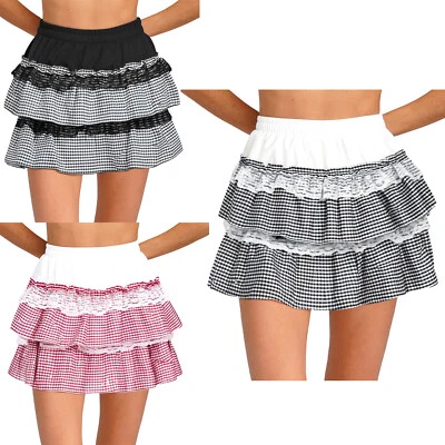 Mujeres Falda Falda a Cuadros en Niveles De Moda Mini Falda Poliéster Línea A Falda Ajustada Foto 1 de 3