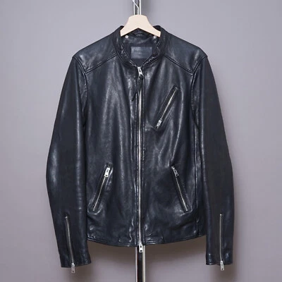 ALL SAINTS Leather Jacket LARGE Mens Black Biker Bomber Grail Celebrity HARWOOD - Image 1 of 4