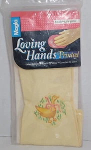 Vintage Magla Loving Hands Latex Gloves Duck Print Size Small Yellow NOS - Picture 1 of 7