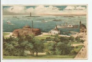 Aquarium Battery Park and Bay New York NY Postcard 1907 UDB Statue of Liberty - Picture 1 of 2