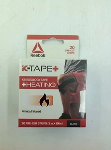 Reebok Delta Kinesiology Tape + Heating Arnica Infused Black 20 Pre-Cut Strips - Picture 1 of 2
