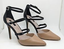 Topshop Giselle' Buckle Black Nude Pointy Toe Heels Stiletto Pumps Size 6.5