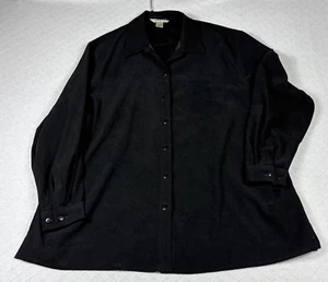 Allison Daley Women’s 24W Black Button Up Shirt Long Sleeve Blouse Plus Size - Picture 1 of 8