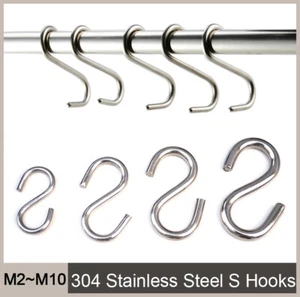 S Hook 304 Stainless Steel Kitchen Meat Pan Utensil Clothe Hanger Hanging M2~M10 - Picture 1 of 12