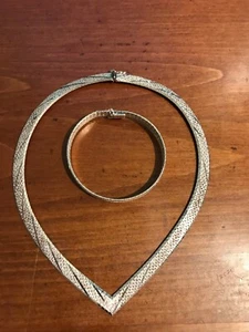 NEU 925 STERLING SILBER V HALSKETTE & ARMBAND SET Italien  - Bild 1 von 7